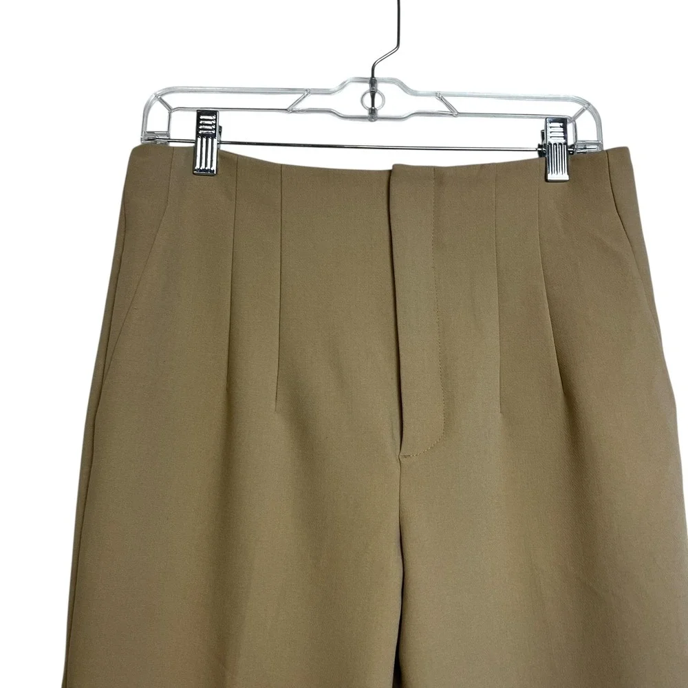 ZARA Womens Camel Tan High Waisted Pleated Tapered‎ Dress Pants Size 8 EUR 40